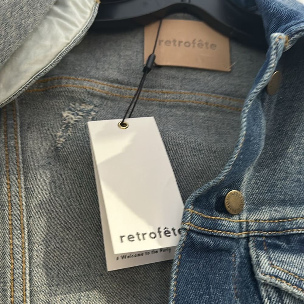 SOLD!!!NEW RETROFETE denim jeans jacket XS $595 - Picture 2 of 7
